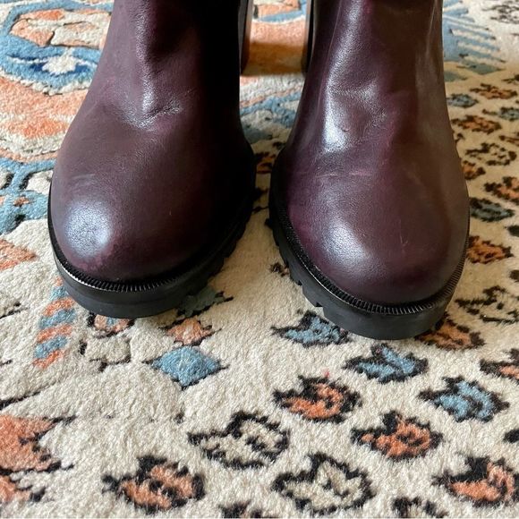Paige Natasha Wine Red Water Resistant Stack Heel Chelsea Booties - Picture 4 of 6